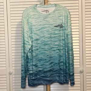 NWT Reel Life Gear UPF 50+ Ocean Theme Crew Neck Long Sleeve T-shirt L